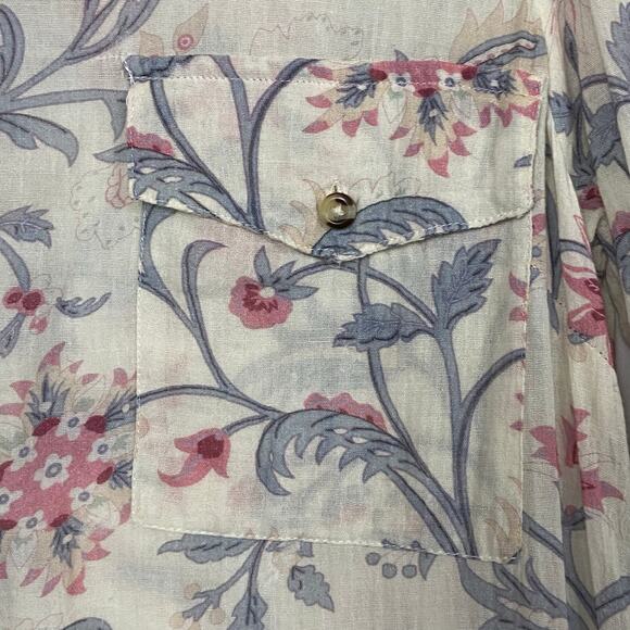 Sundance Fleur Chateau 100% Cotton Cream Pink Fray Floral Midi Dress Medium - Picture 11 of 13